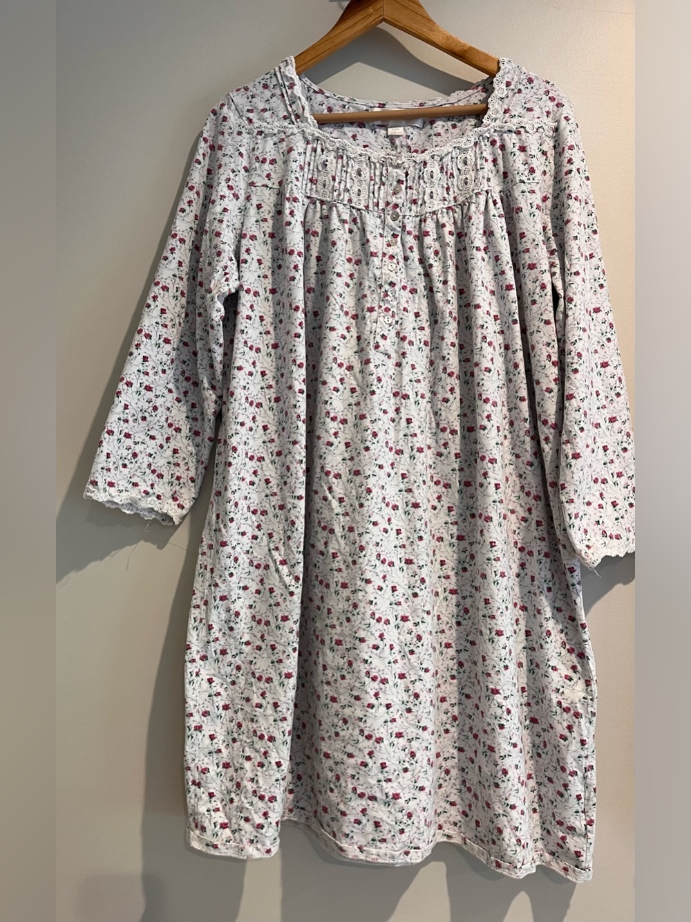 Cottagecore Classic Eileen West Nightgown Large 100% Cotton Floral Midi Dress